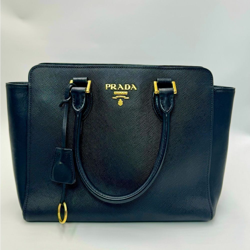 Auth Prada Black Saffiano Leather Lux Tote - Picture 2 of 16